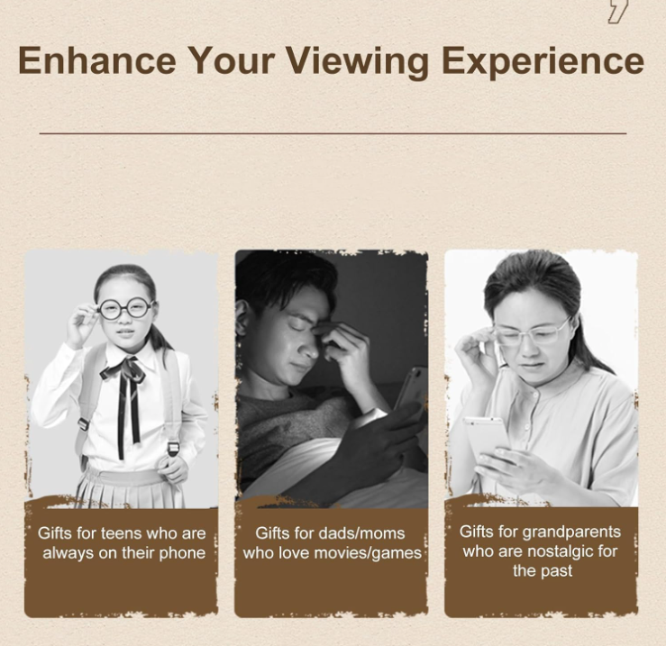 12-inch screen magnifier for cell phones, gifts for dad, 3D HD magnifier for movies