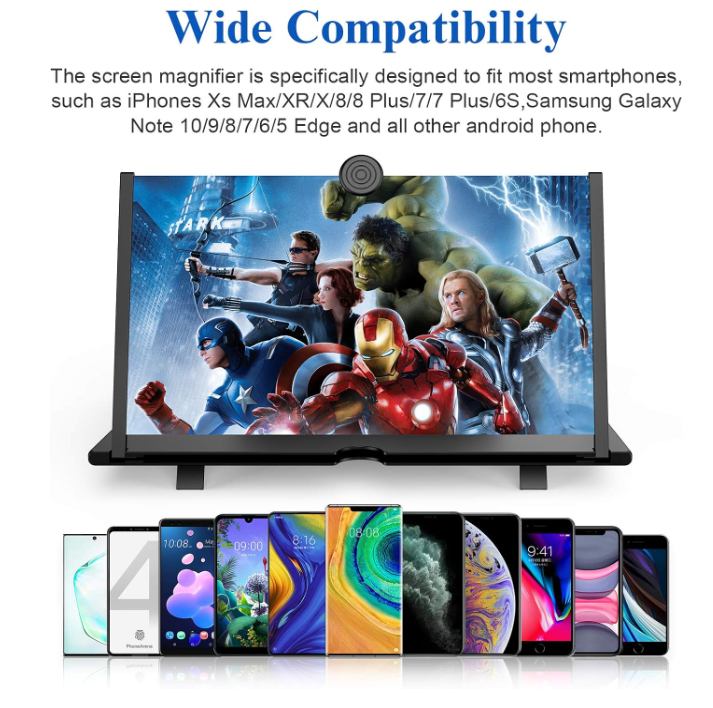 16-inch screen magnifier for cell phones, 3D HD magnifying projector for movies